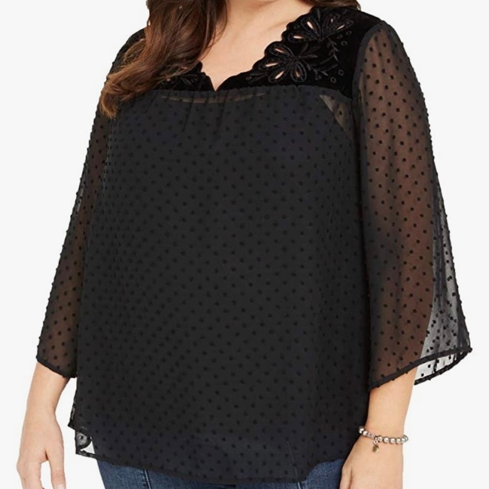 Style & Co Plus black sheer layer top, NWT, 3X